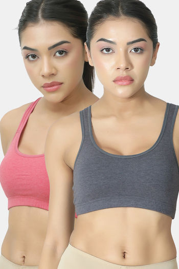 Buy Lady Lyka Soft Strechable Sports Bra (Pack of 2) - Multicolor